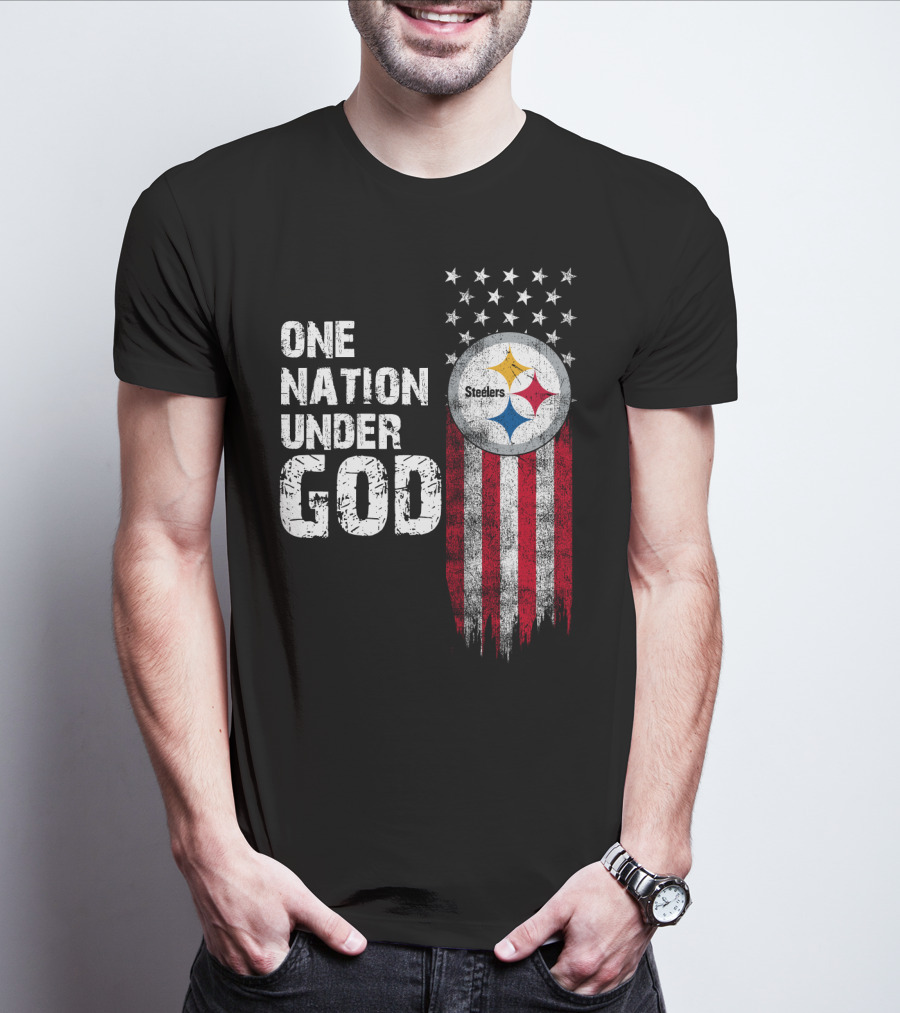 One Nation Under God Pittsburgh Steelers Flag Stars T-Shirt