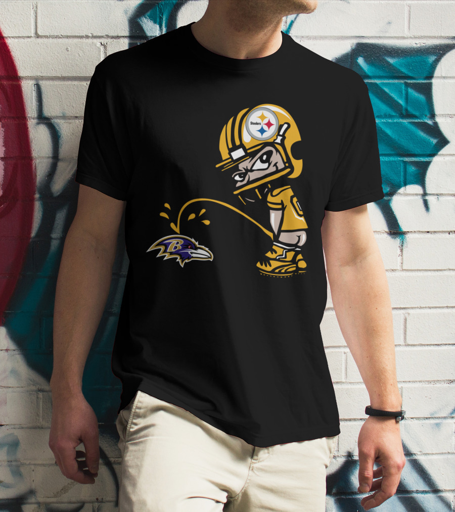 Pittsburgh Steelers Fan And Baltimore Ravens Rivalry Cartoon T-Shirt