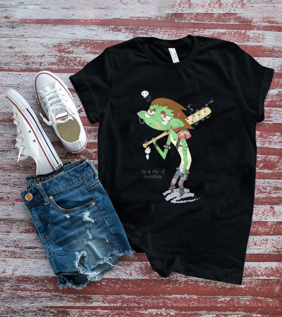 I'm A Ray Of Sunshine Happy Green Fellow Baseball Bat Cartoon Character T-Shirt