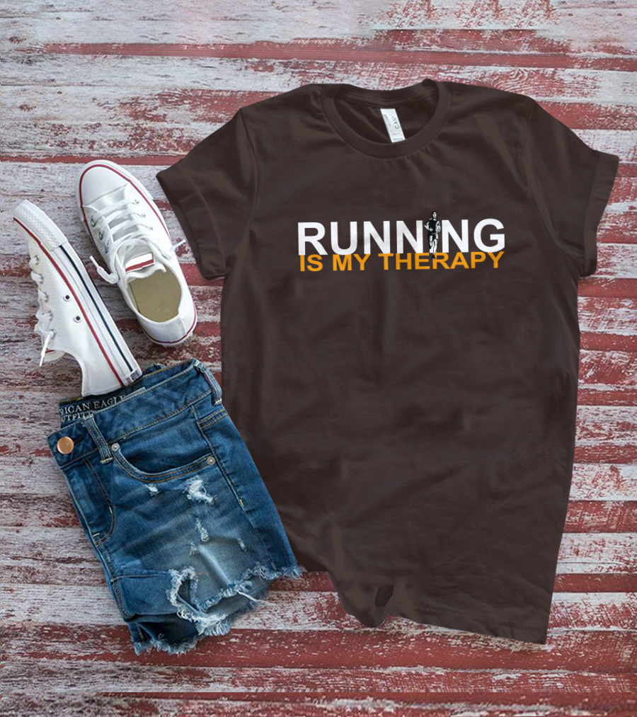 RUNNING IS MY THERAPY Jogger Icon In Letter N T-Shirt