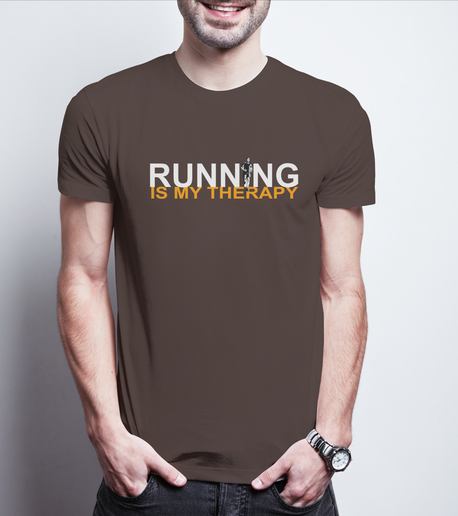 RUNNING IS MY THERAPY Jogger Icon In Letter N T-Shirt