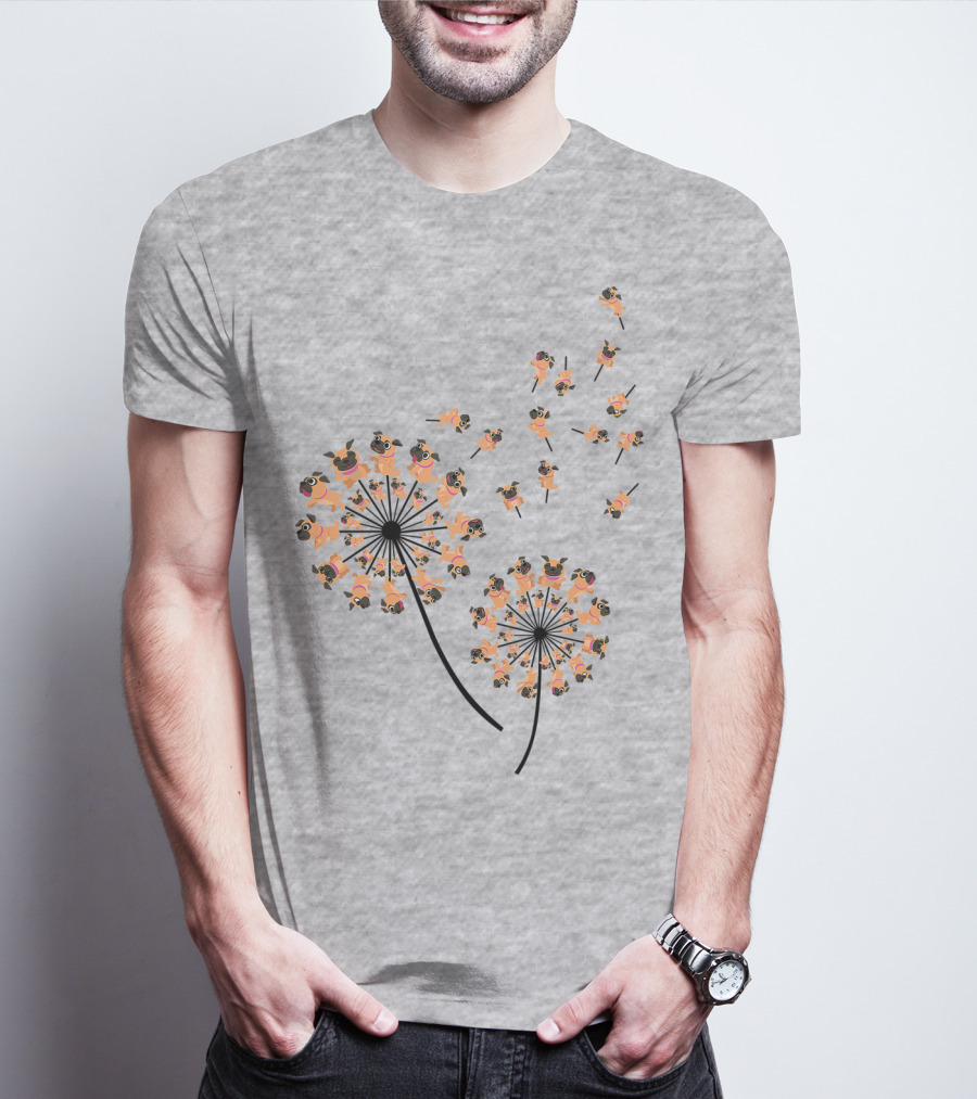 Pug Blossoms In Dandelion Puff Transformation T-Shirt