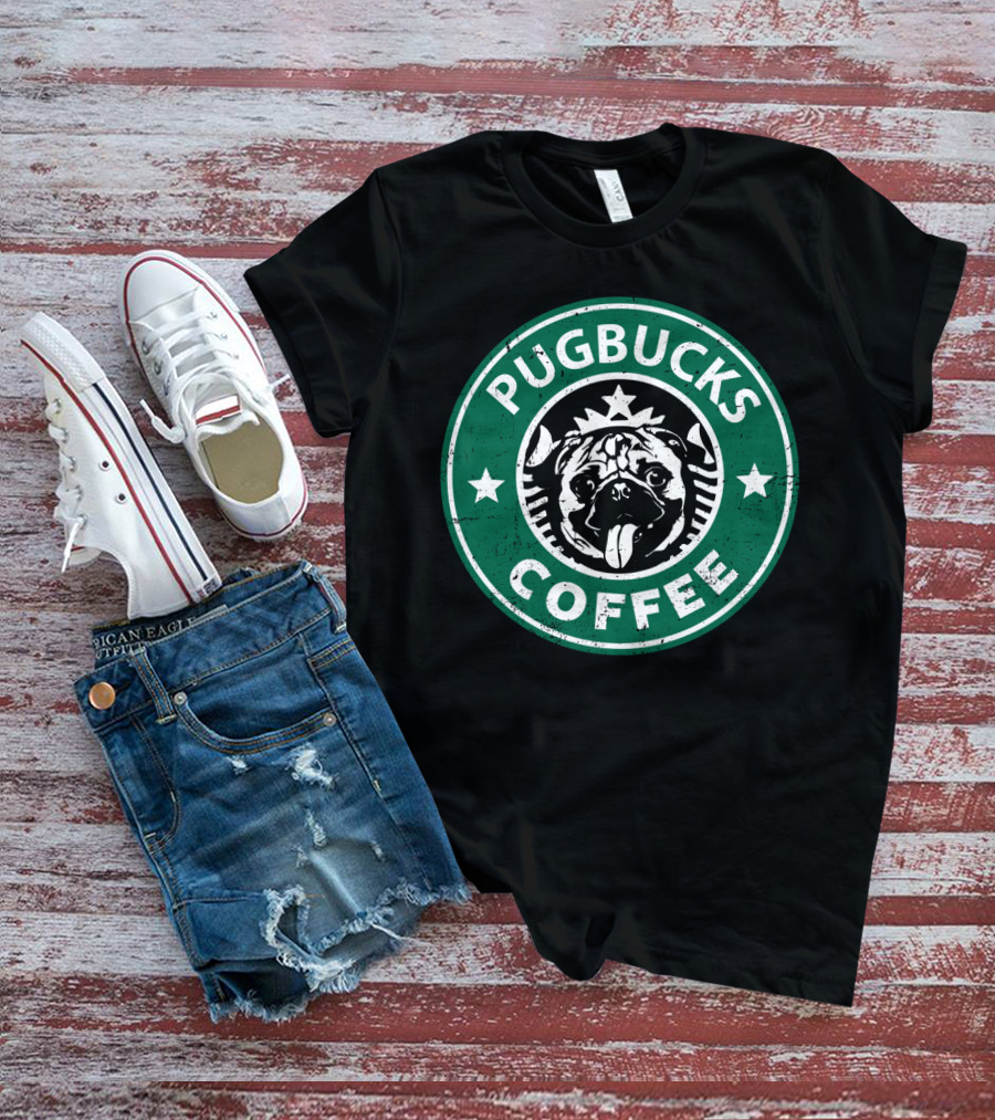 Pugbucks Coffee Logo Parody With Cute Pug T-Shirt