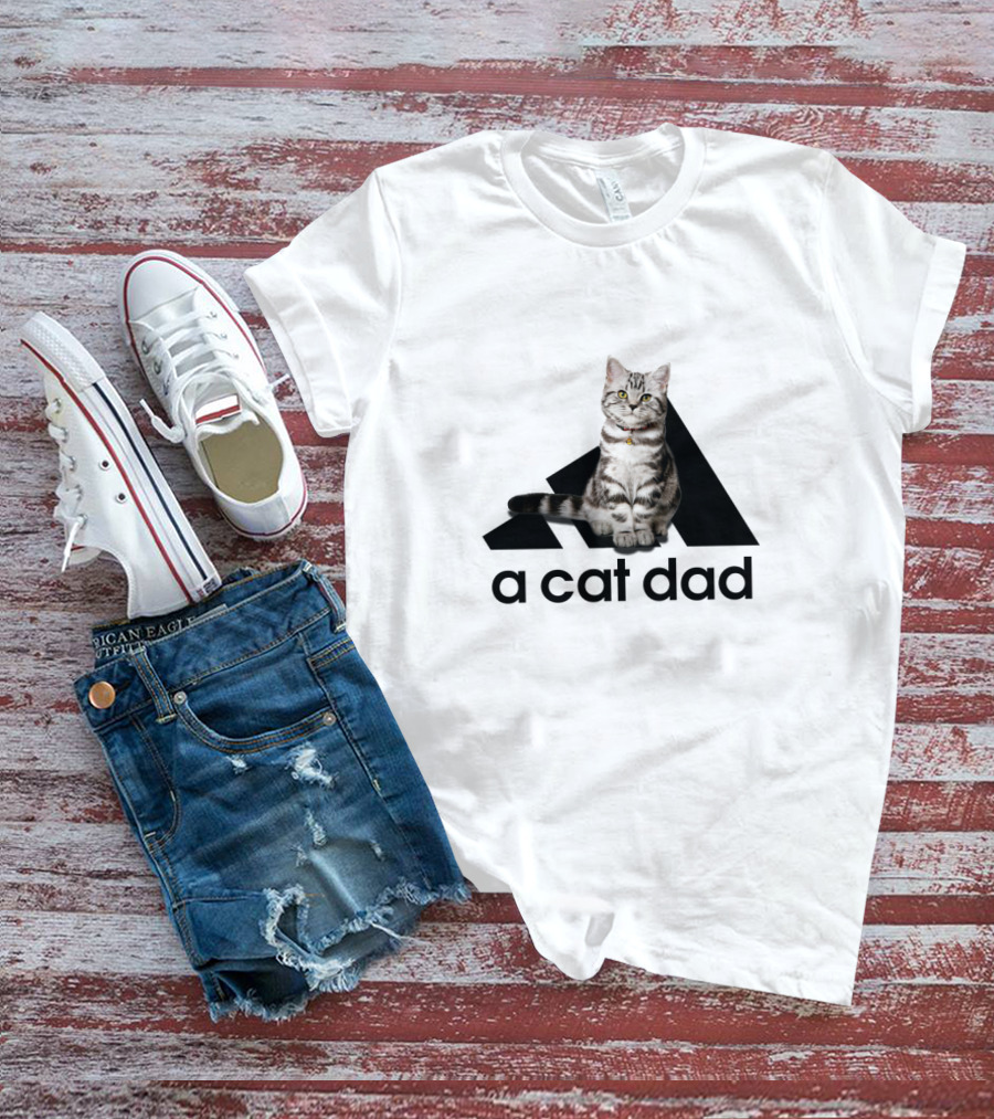 A Cat Dad Logo Style With Tabby Cat T-Shirt
