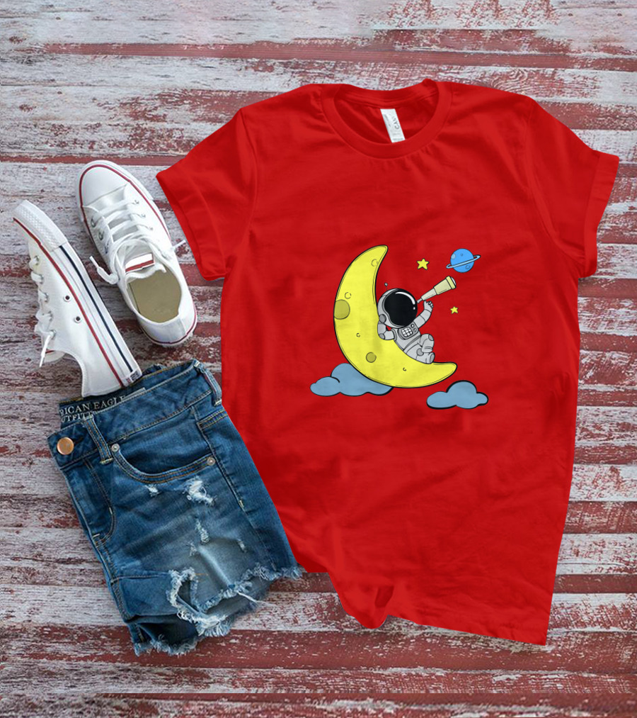 Astronaut On Moon For Women Universe Adventure T-Shirt