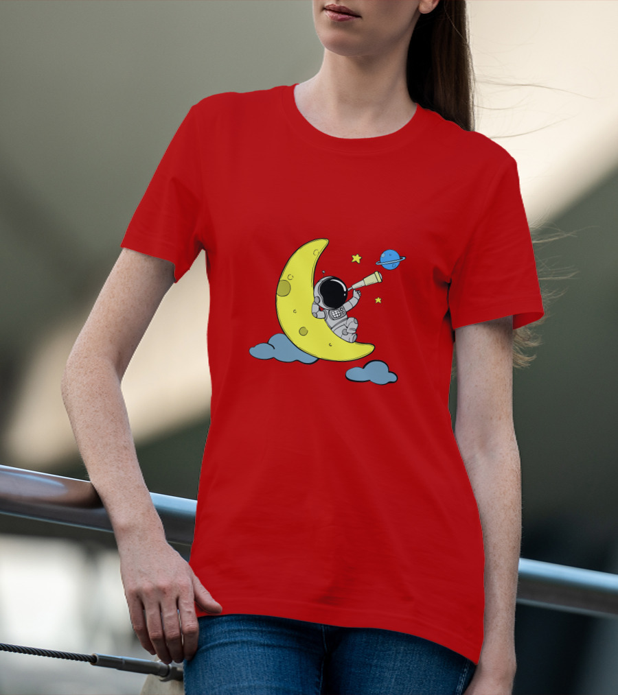 Astronaut On Moon For Women Universe Adventure T-Shirt