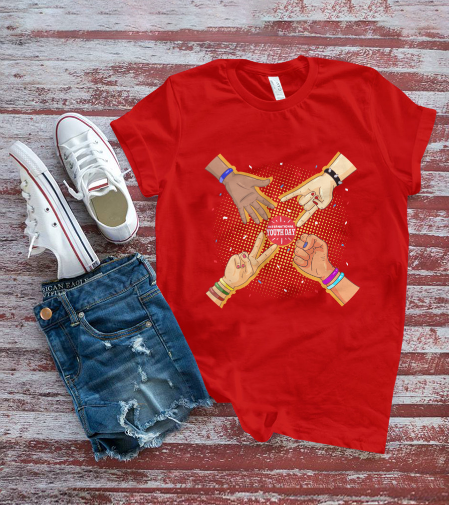 International Youth Day Celebration With Vibrant Hand Gestures T-Shirt