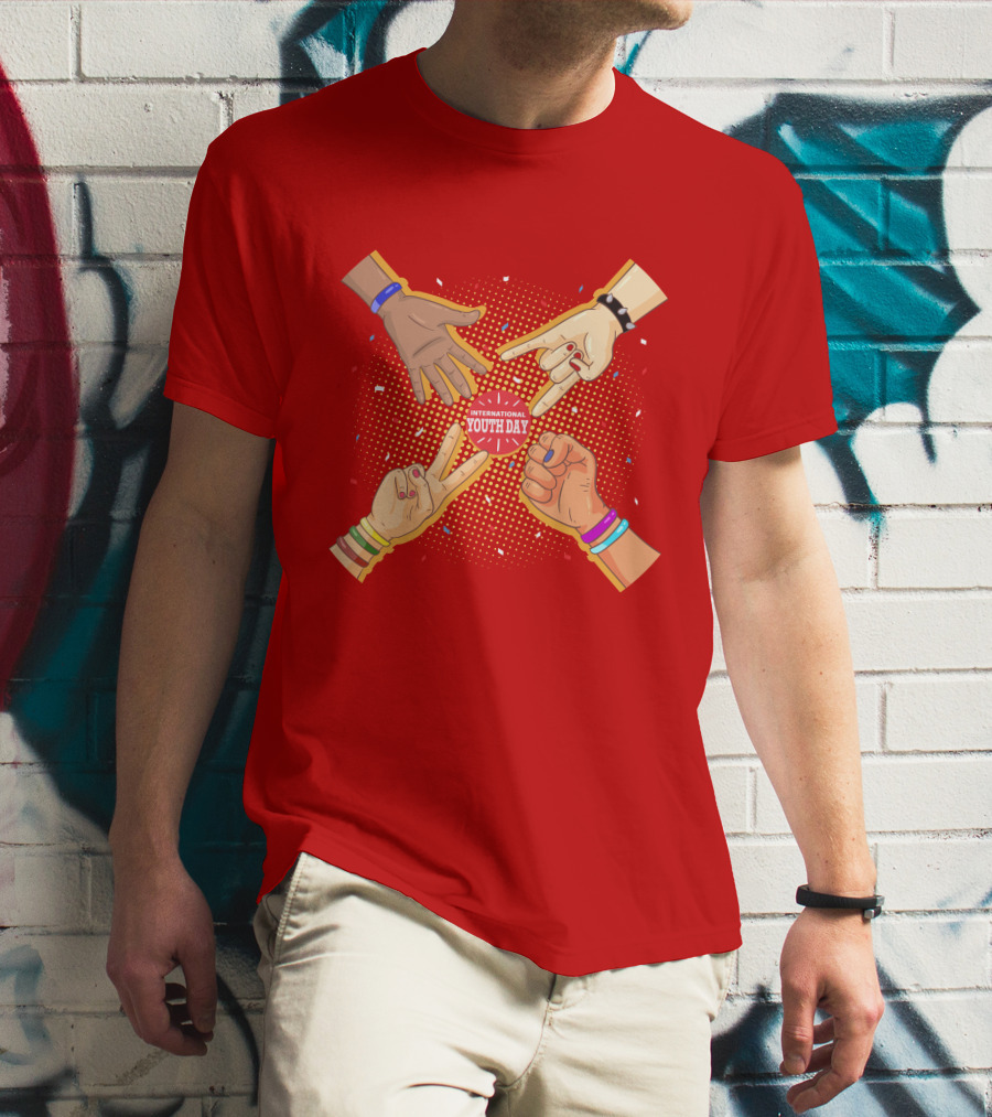 International Youth Day Celebration With Vibrant Hand Gestures T-Shirt
