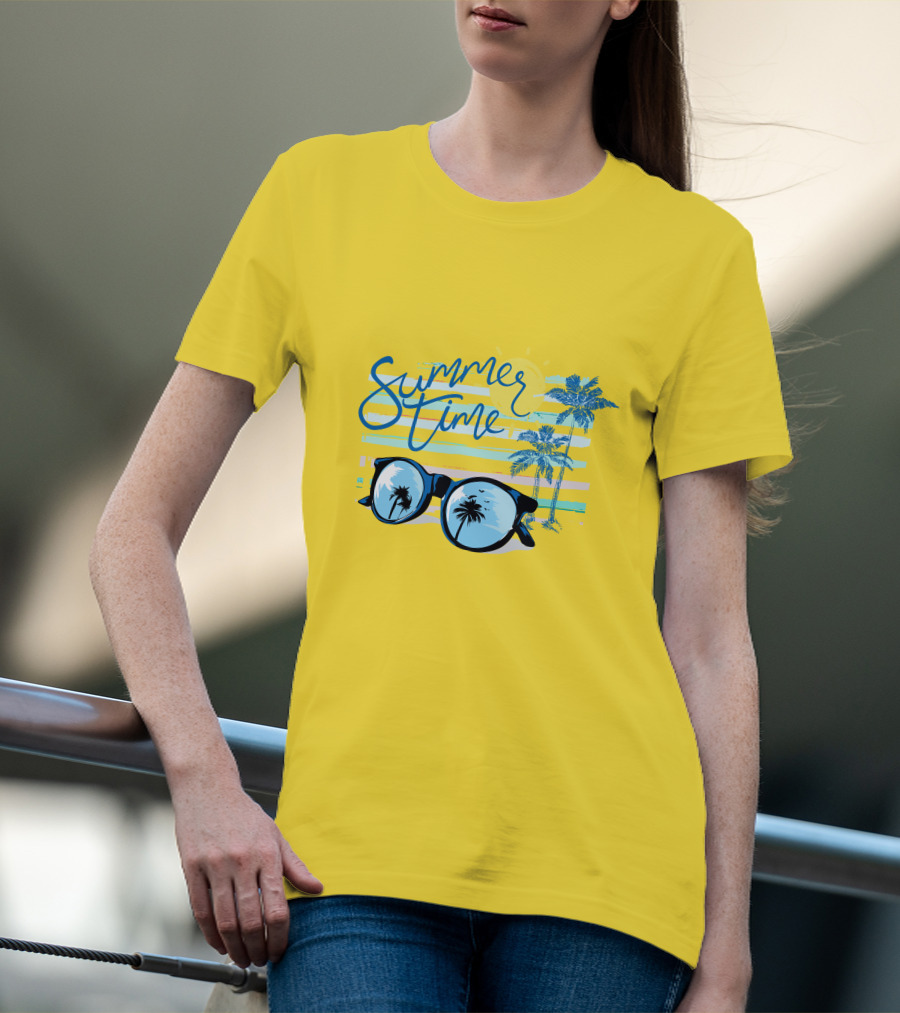 Summer Time Sunglasses Palm Trees Beach T-Shirt