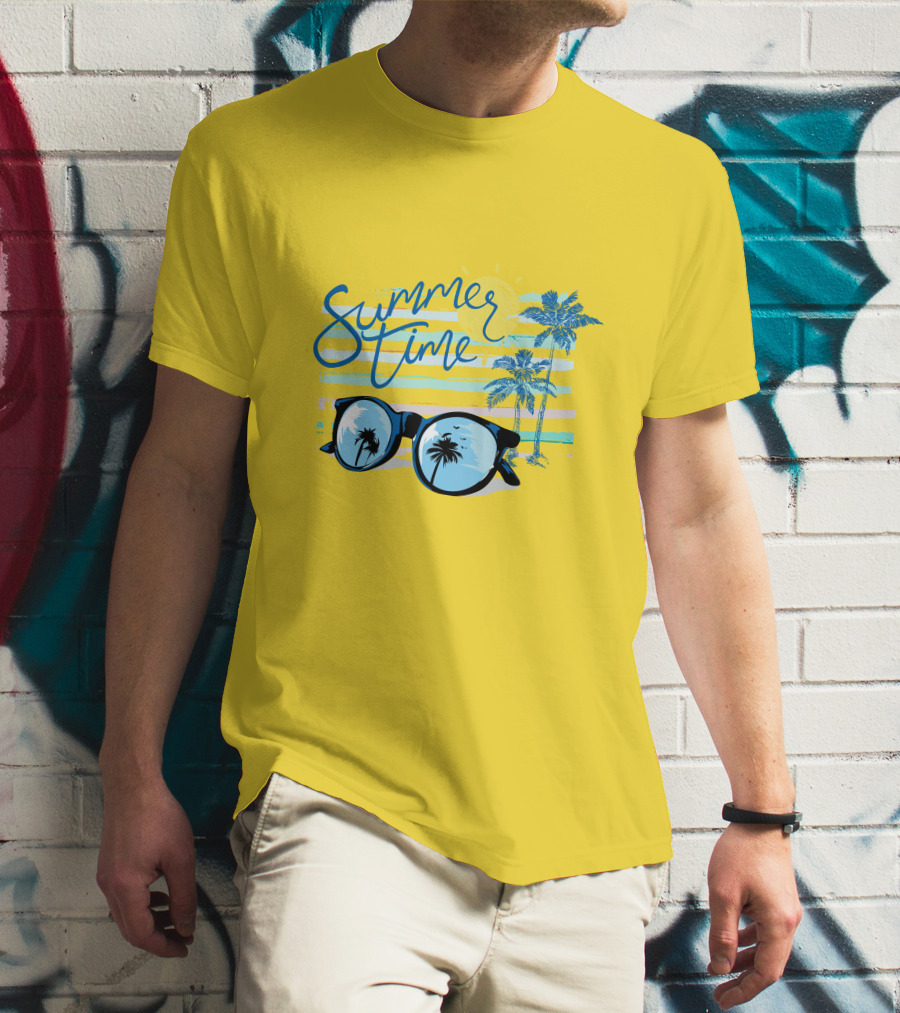 Summer Time Sunglasses Palm Trees Beach T-Shirt