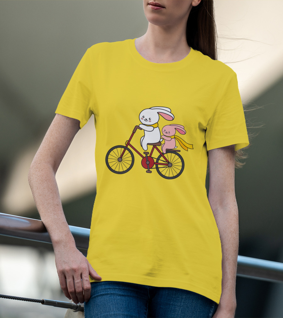 Bunny Bicycle Ride With Yellow Scarf T-Shirt