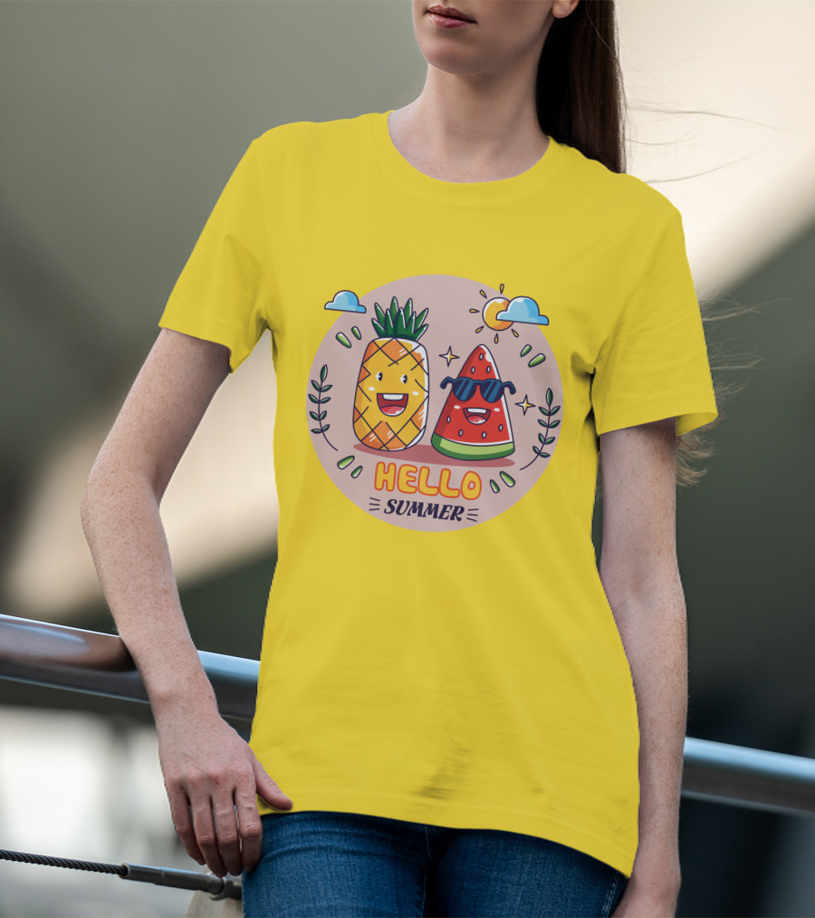 Hello Summer Pineapple And Watermelon Friends T-Shirt