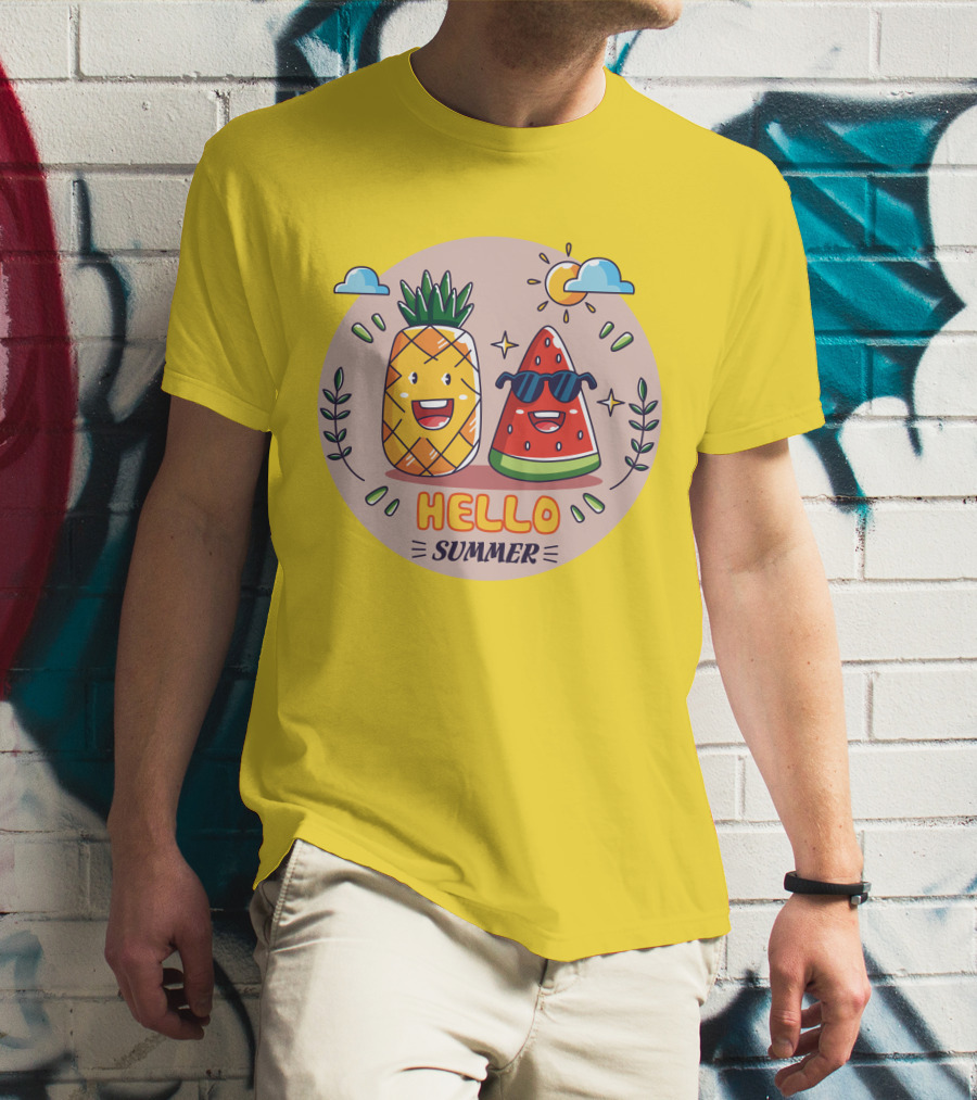 Hello Summer Pineapple And Watermelon Friends T-Shirt