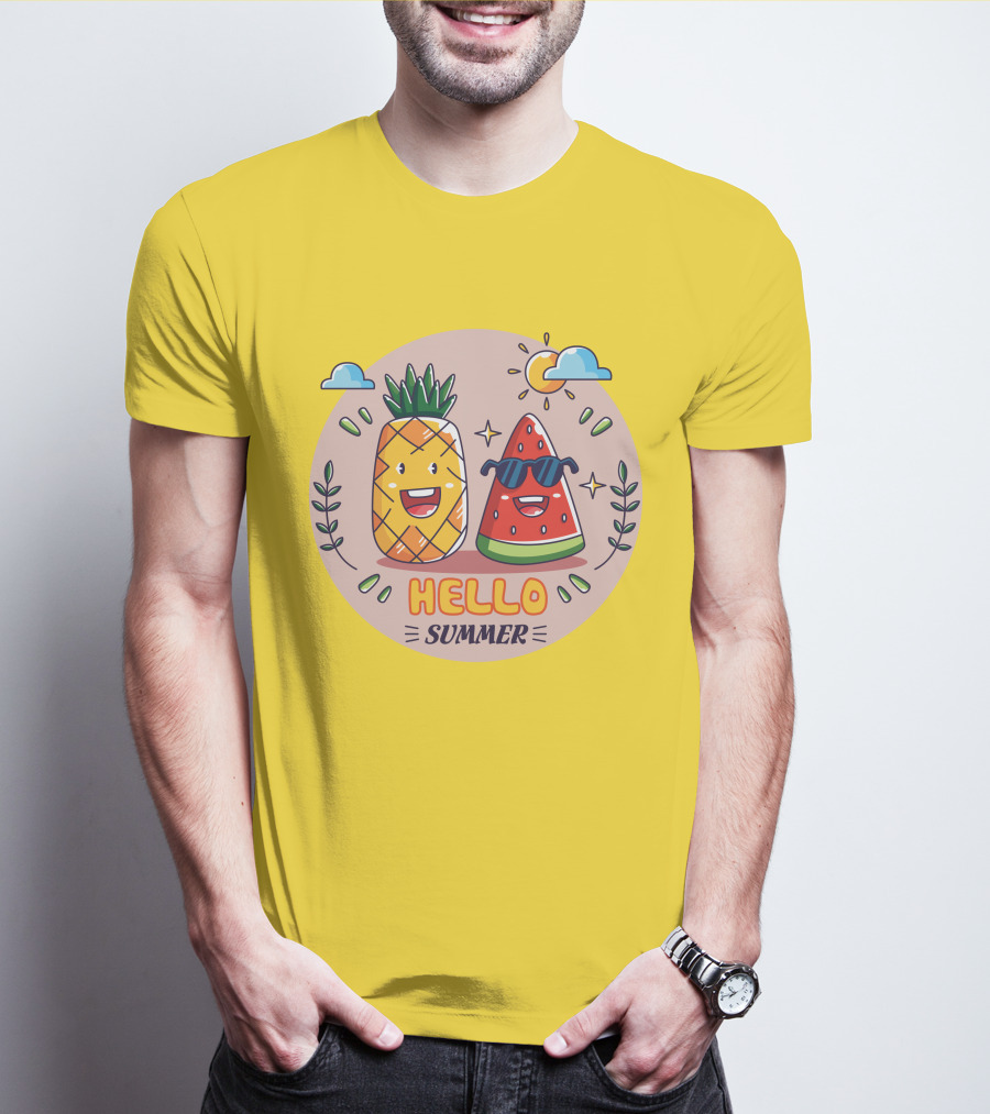 Hello Summer Pineapple And Watermelon Friends T-Shirt