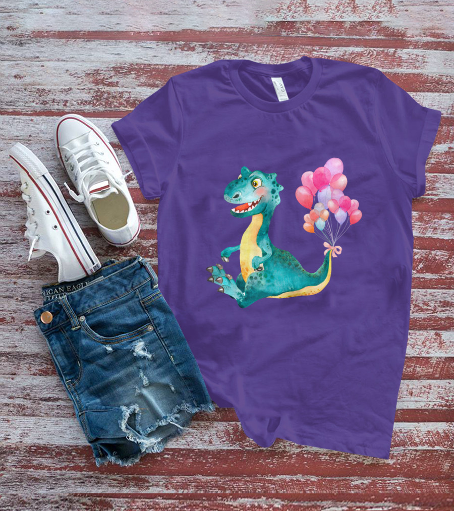 Dinosaur With Colorful Balloons T-Shirt