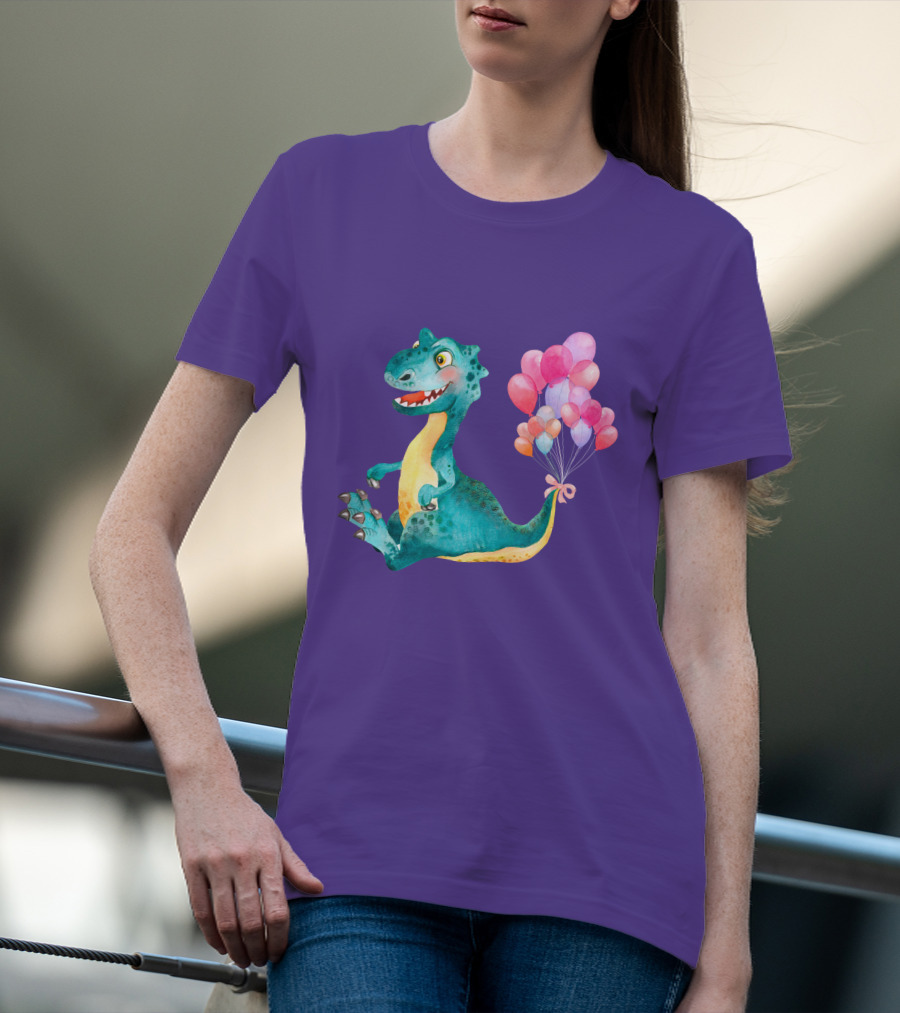 Dinosaur With Colorful Balloons T-Shirt
