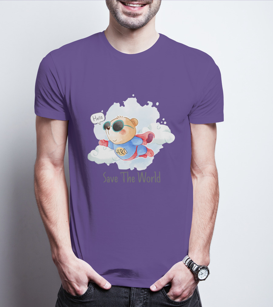 Hello Hero Bear Save The World T-Shirt