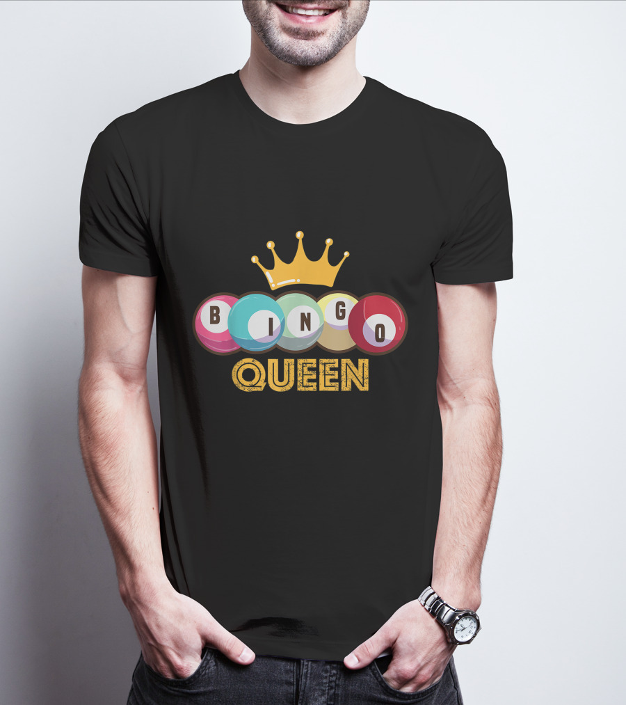 Bingo Queen Crown With Colorful Balls And Text T-Shirt
