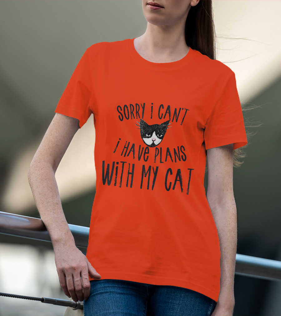 Sorry I Can't I Have Plans With My Cat Retro Colored T-Shirt