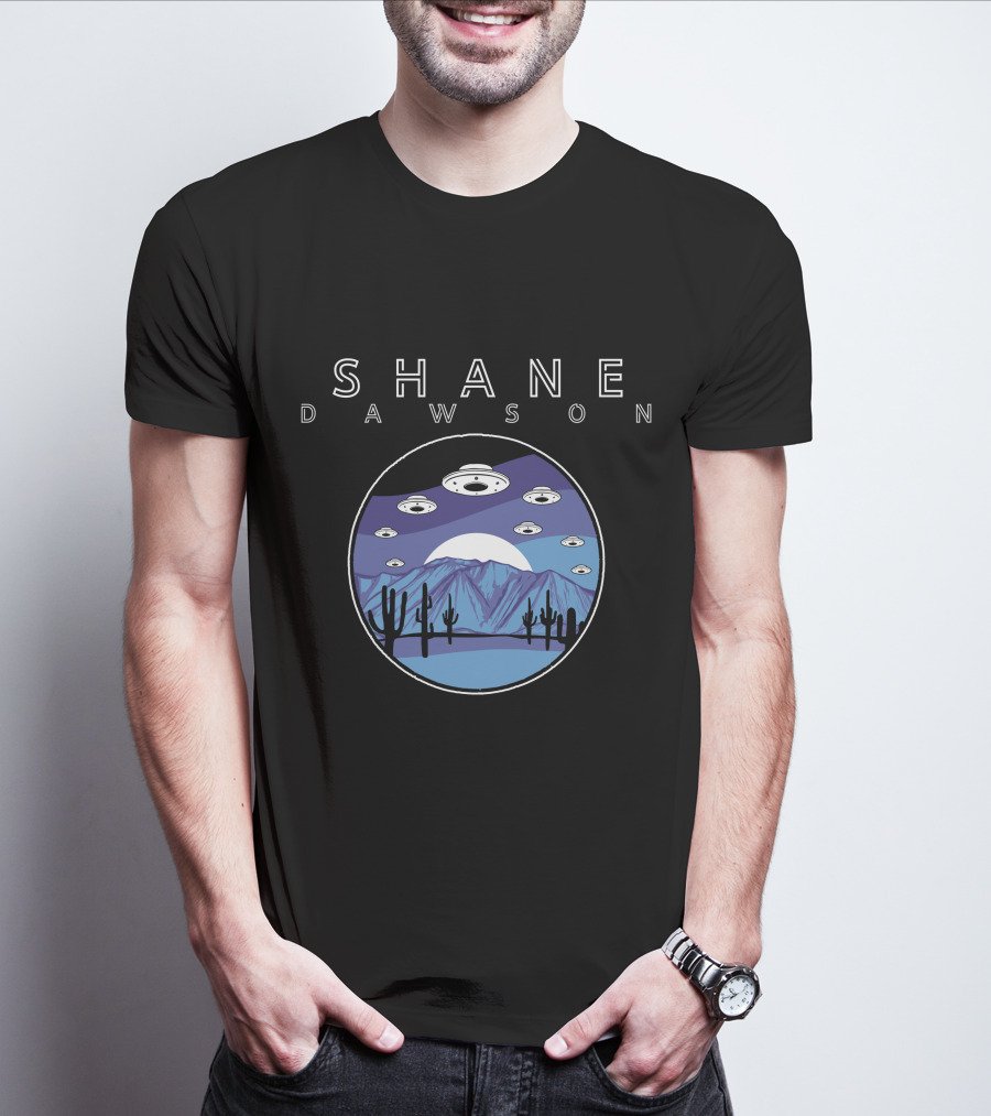 Shane Dawson UFO Saucers Over Desert Night Sky T-Shirt