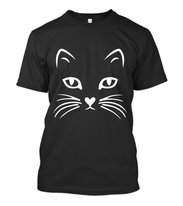 Cat Face Whiskers Eyes Heart Nose T-Shirt
