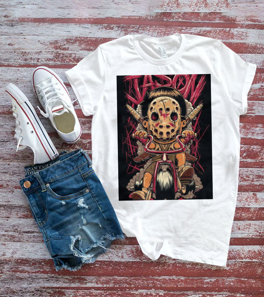Jason Masked Tricycle Rider With Knives T-Shirt