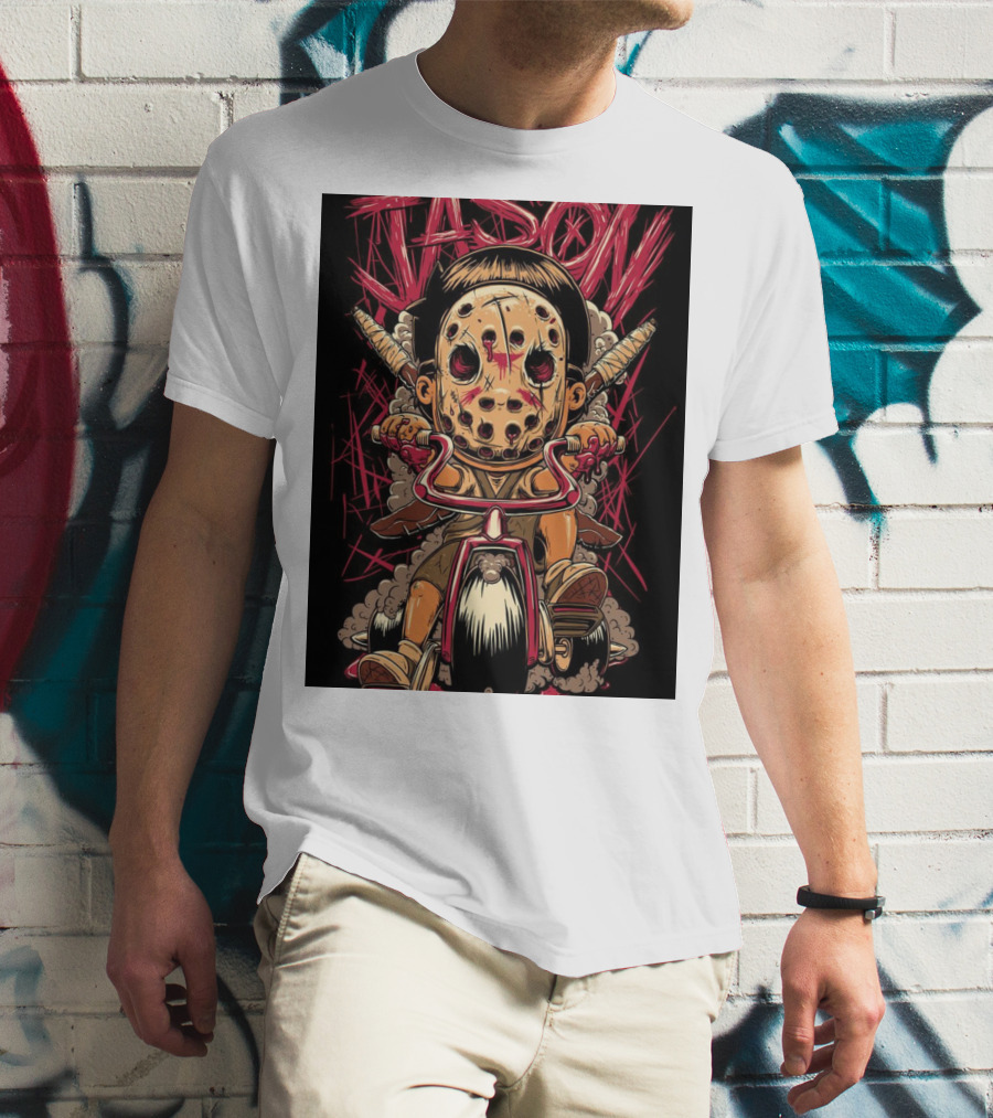 Jason Masked Tricycle Rider With Knives T-Shirt