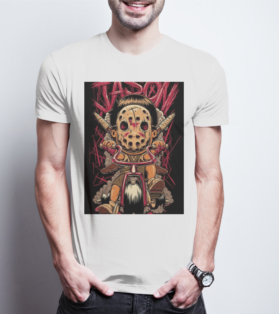 Jason Masked Tricycle Rider With Knives T-Shirt