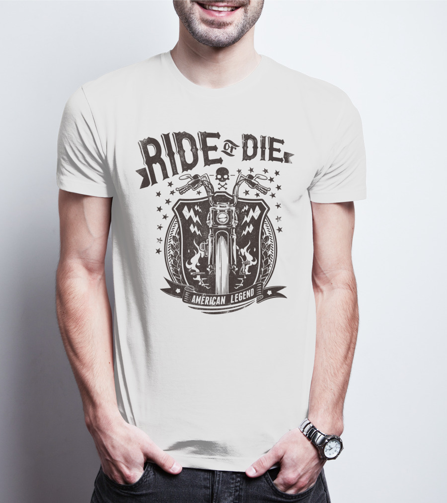 Ride Or Die American Legend Motorcycle Printing Label Fashion T-Shirt