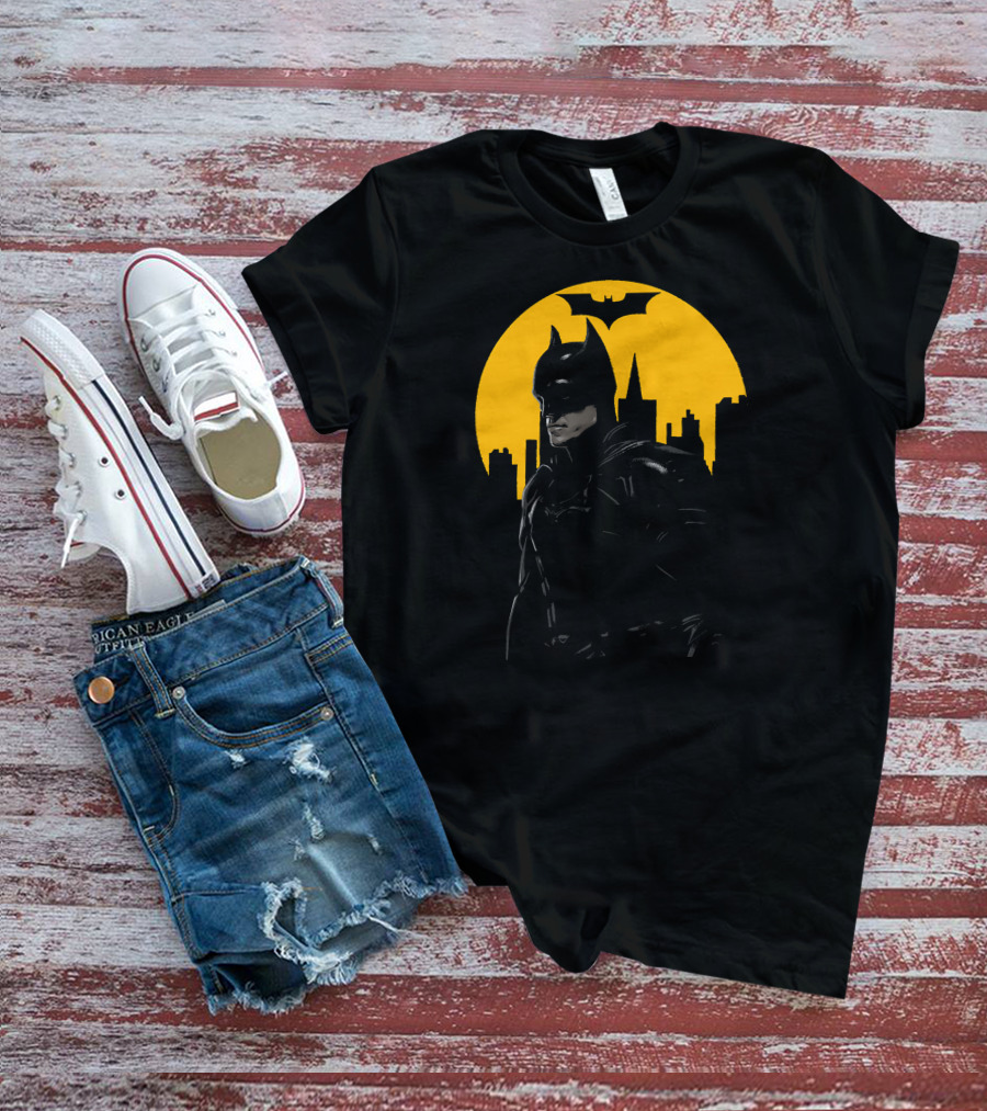 Batman Gotham City Silhouette Yellow Bat T-Shirt