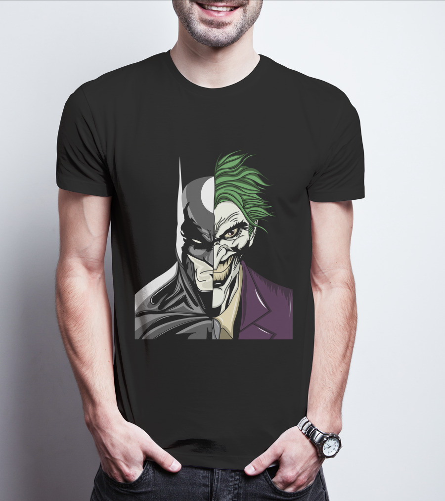 Split Face Batman Joker Fusion Iconic T-Shirt