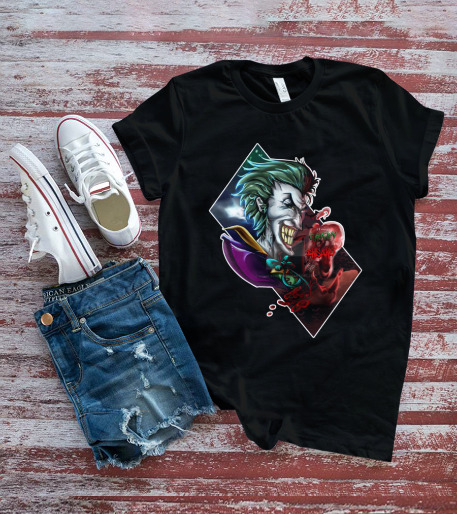 Joker Smile Green Hair Insane Laughter Grinning Villain Iconic Evil Persona T-Shirt
