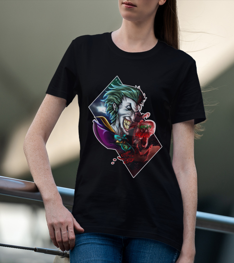 Joker Smile Green Hair Insane Laughter Grinning Villain Iconic Evil Persona T-Shirt