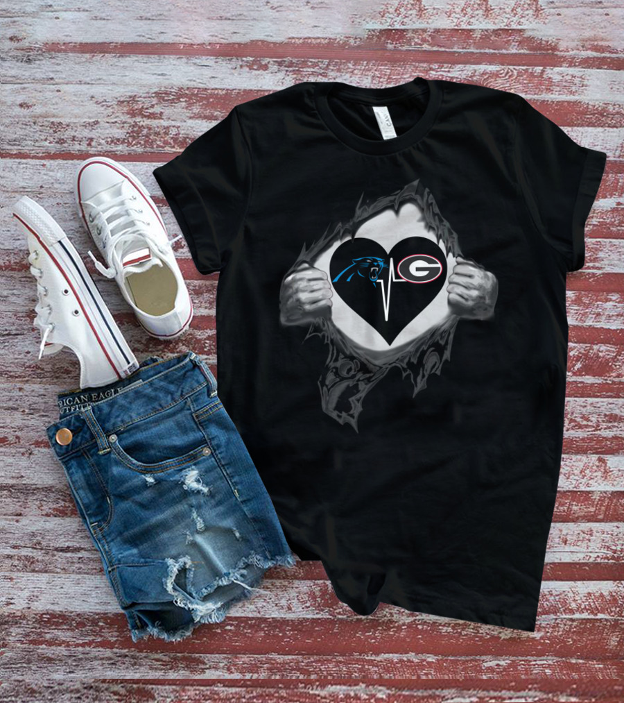 Carolina Panthers Georgia Bulldogs Heartbeat T-Shirt