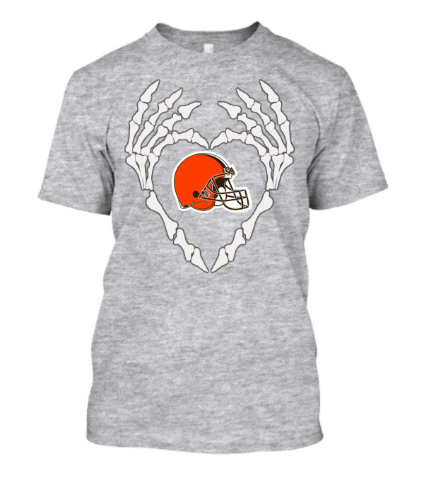 Cleveland Browns Helmet Skeleton Heart T-Shirt
