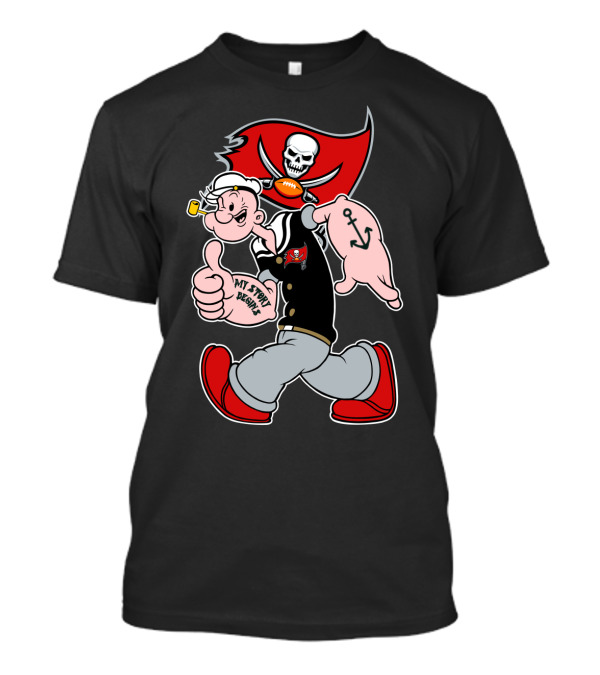 Buccaneers Pirate Popeye My Spicy Delight Skull Flag Football Anchor T-Shirt