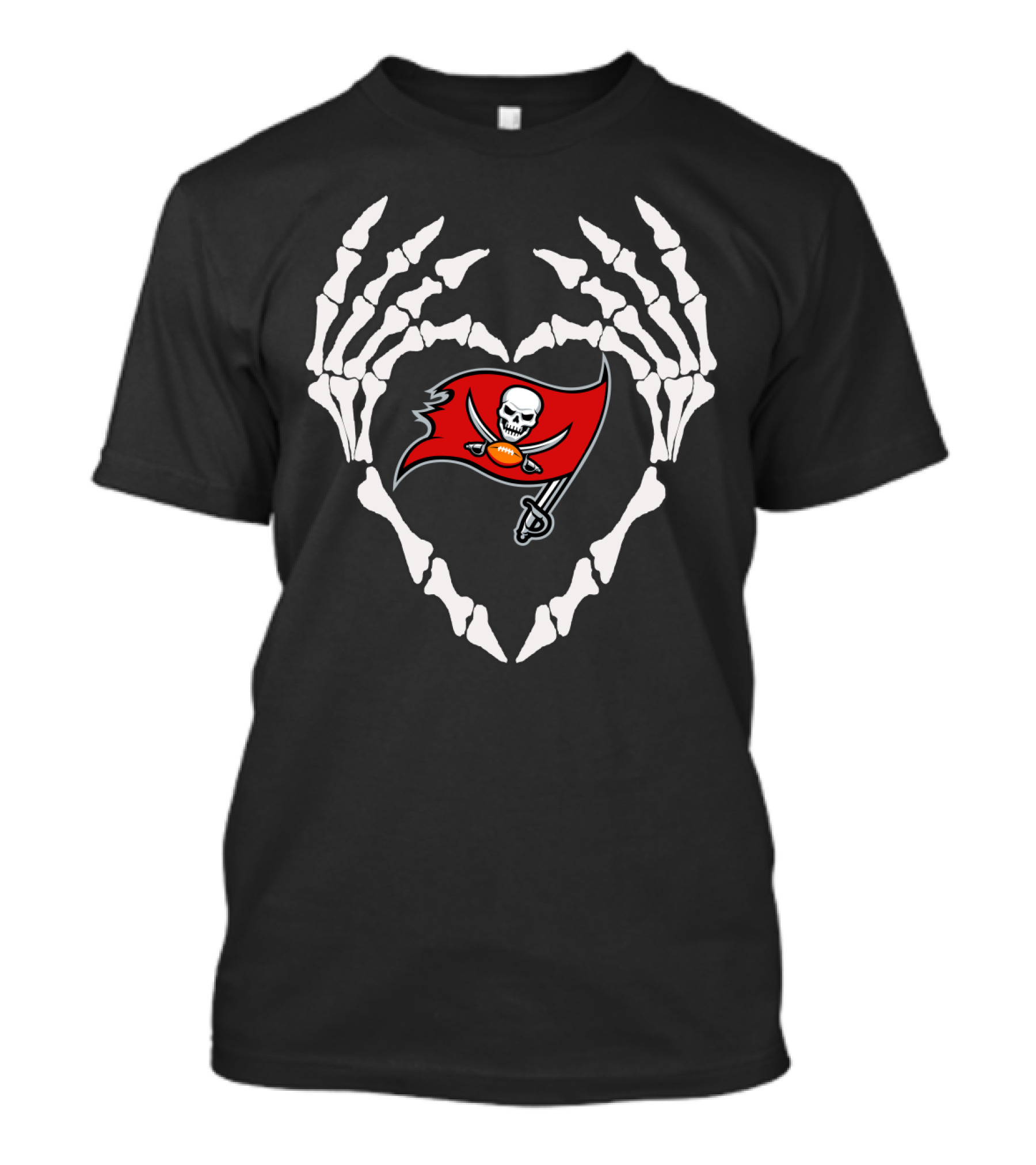 Skeleton Heart With Buccaneers Flag T-Shirt