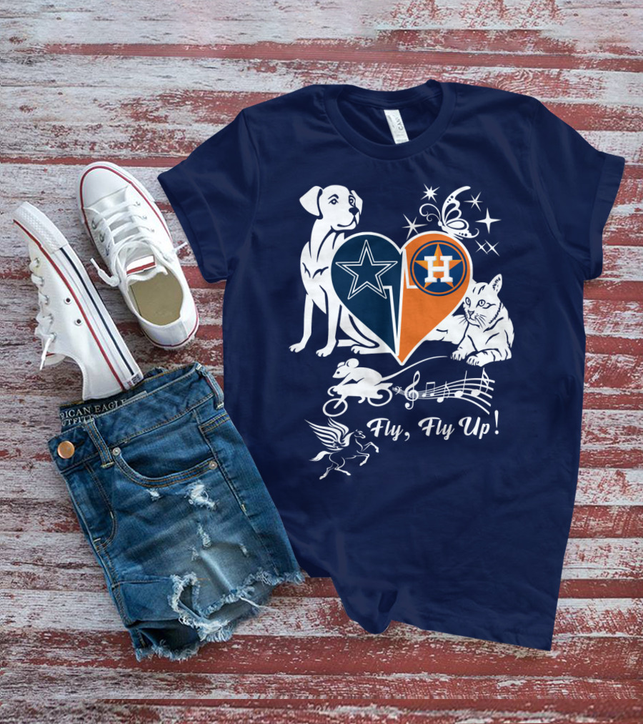 Cowboys Astros Heart Fly Fly Up Music Stars Butterfly Pegasus Dog Cat Mouse T-Shirt