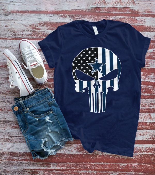 Cowboys Skull With Star And American Flag T-Shirt