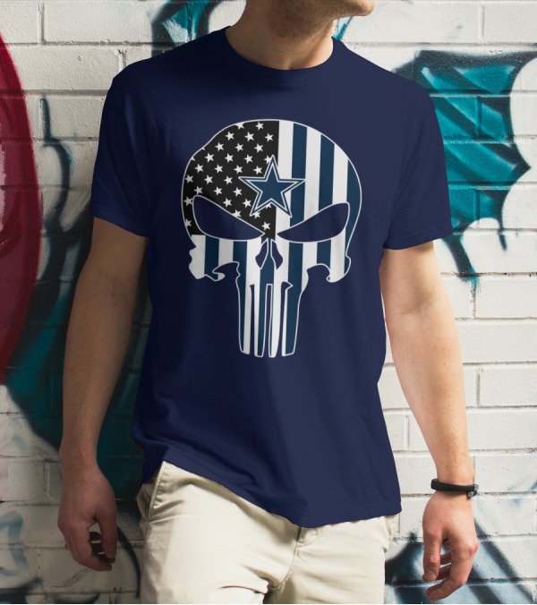Cowboys Skull With Star And American Flag T-Shirt