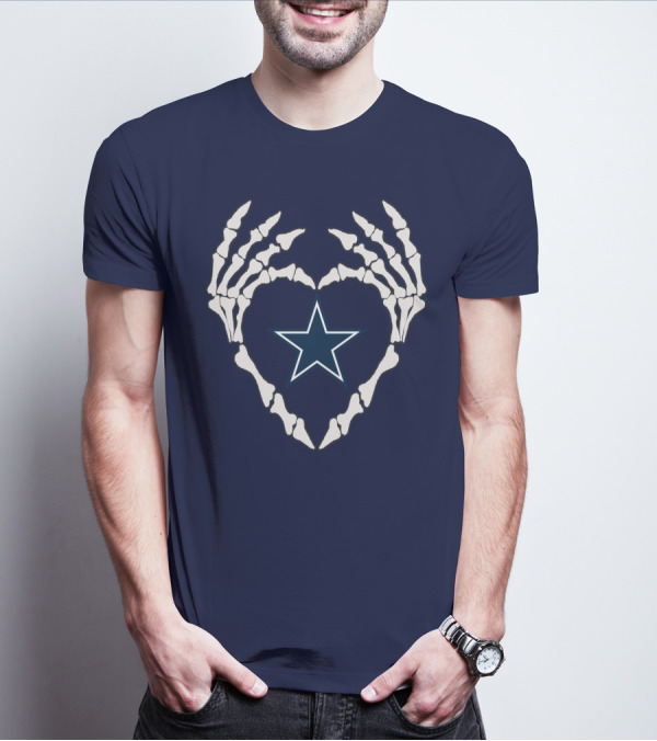 Cowboys Skeleton Hands Heart Star T-Shirt