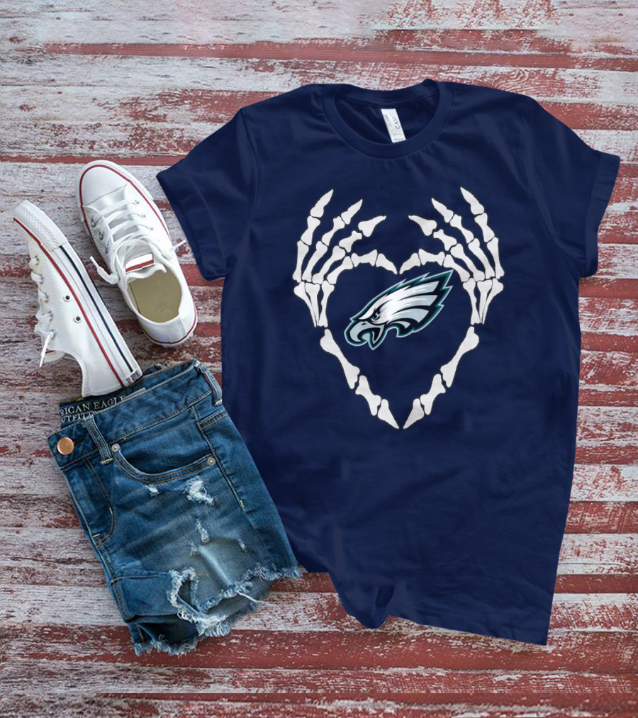 Eagles Logo Skeletal Heart Shape T-Shirt