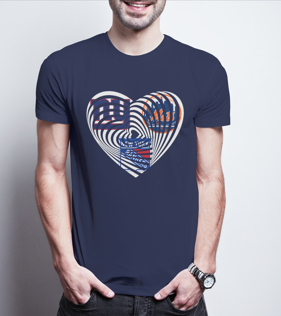 New York Giants Mets Rangers Heart T-Shirt
