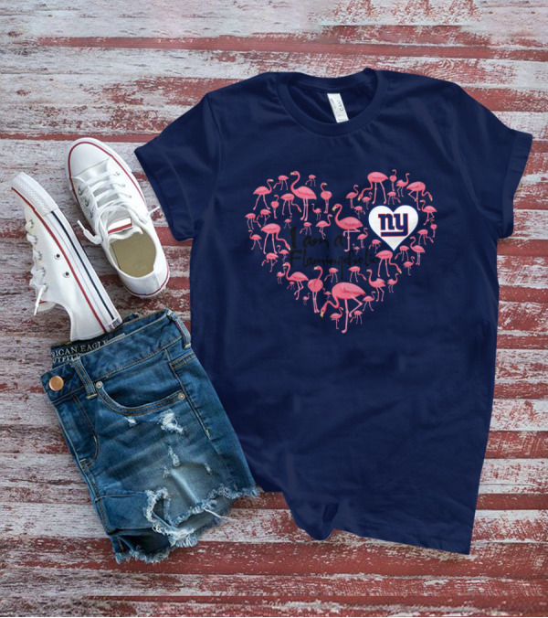 I Am A Flamingoholic Ny Giants Heart Flamingo Collection T-Shirt
