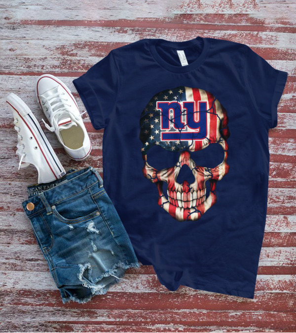 Ny Giants American Flag Skull T-Shirt