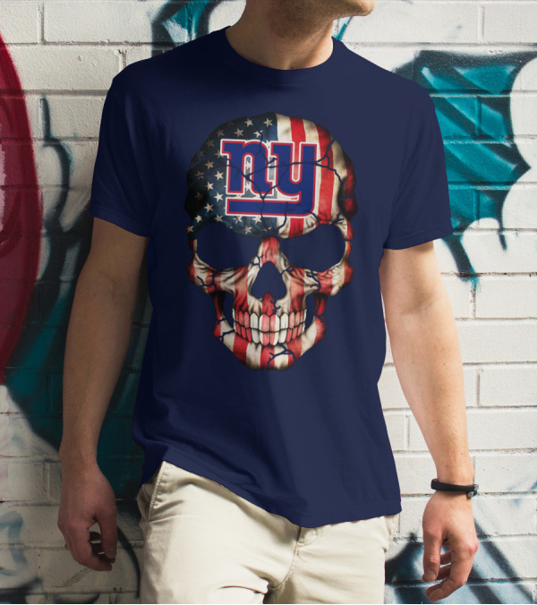 Ny Giants American Flag Skull T-Shirt