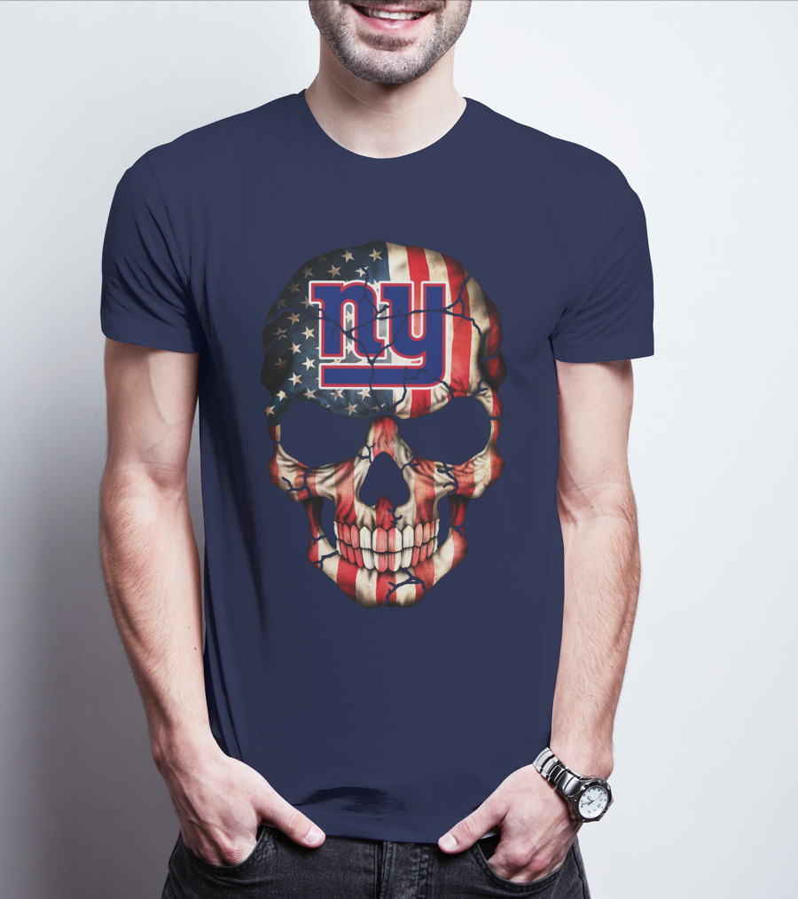 Ny Giants American Flag Skull T-Shirt