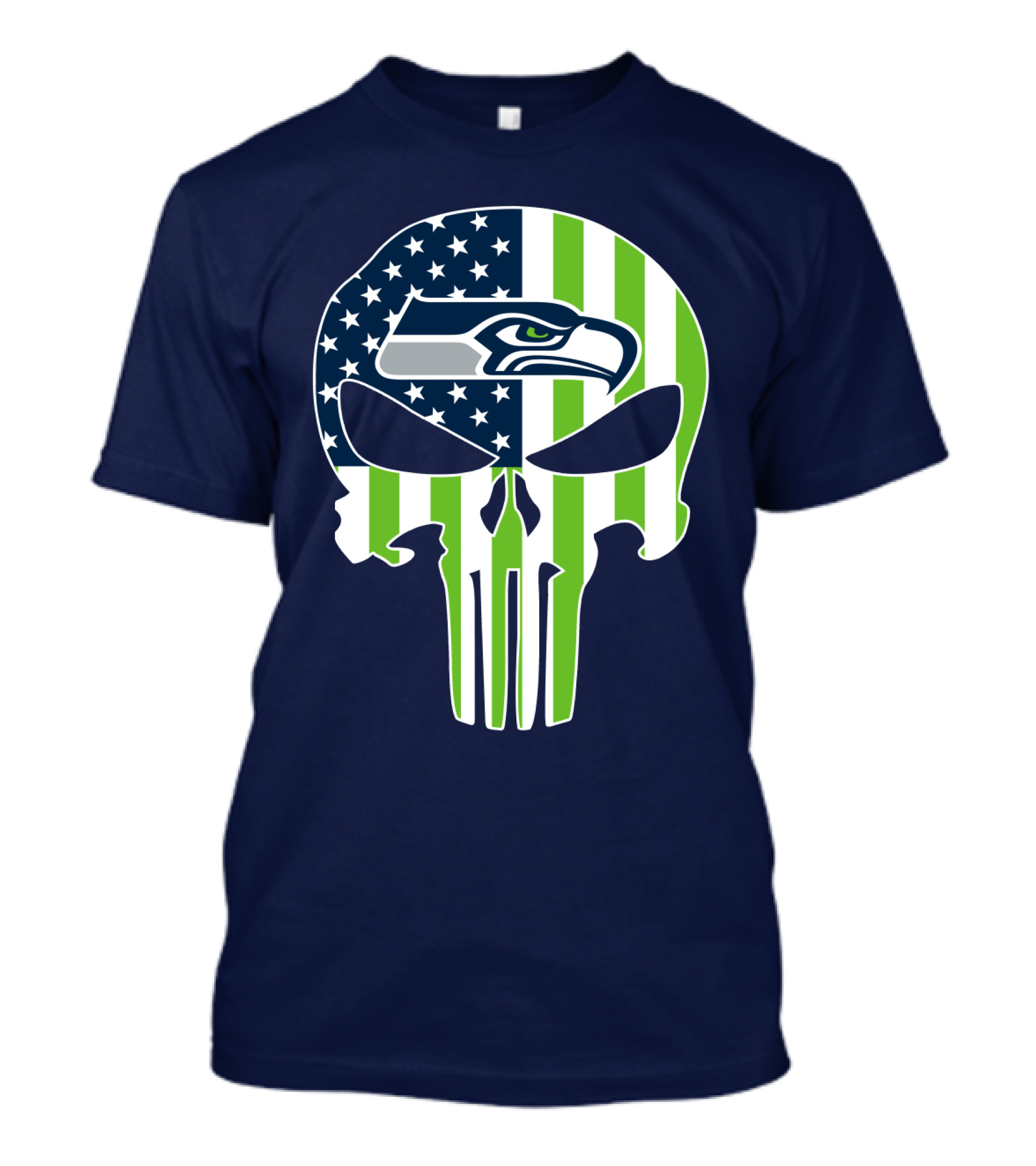 Seahawks American Flag Punisher Skull T-Shirt