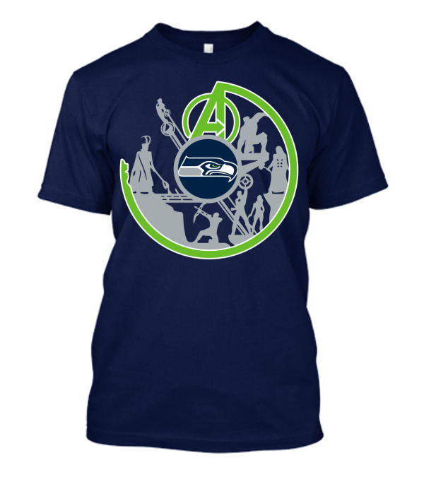 Seahawks Avengers Crossover Logo Silhouettes T-Shirt