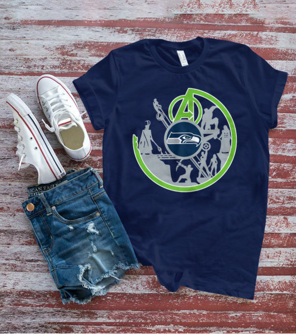 Seahawks Avengers Crossover Logo Silhouettes T-Shirt